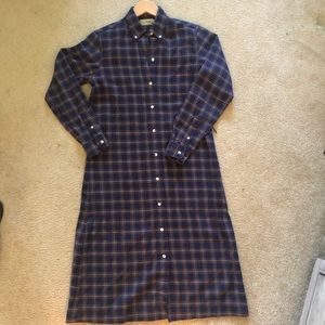 L. L. Bean Vintage Plaid Flannel Maxi Button Down Shirt Dress  Size 10 Womens